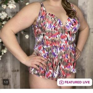 Mirage Tankini with high wasted bottoms & adjustable straps.